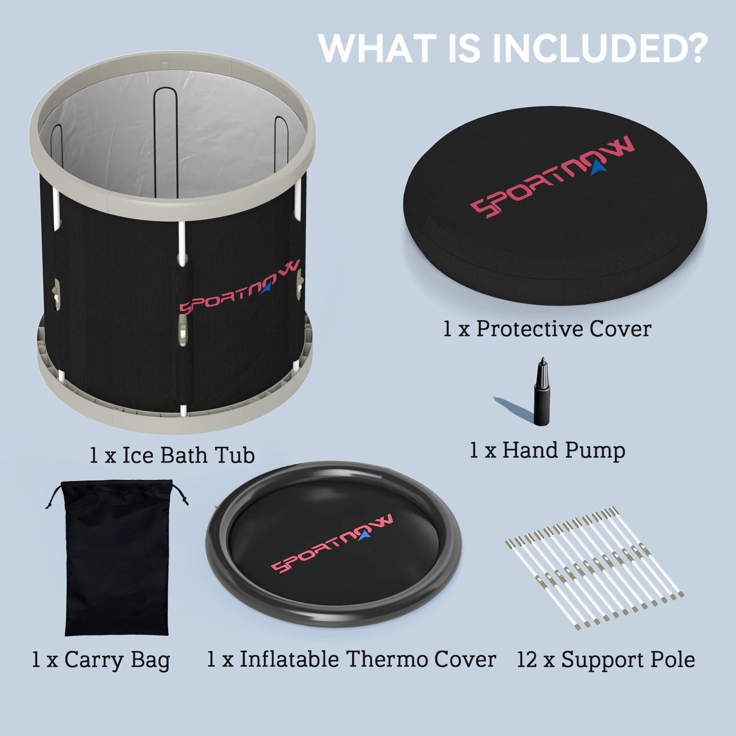 Ice Bath Tub Outdoor, 210L Portable Cold Water Therapy Tub, Recovery Cold Plunge Pool with Lid